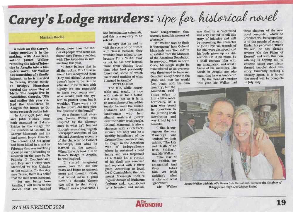 Newspaper article about the 'Lodge murders' with a photo of a couple.
